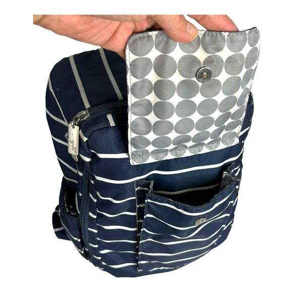 JuJuBe Diaper Backpack Coastal Collection MiniBe Annapolis Navy Blue Striped - Picture 2 of 13